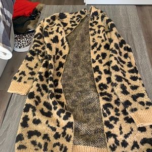 Long BP cheetah print cardigan